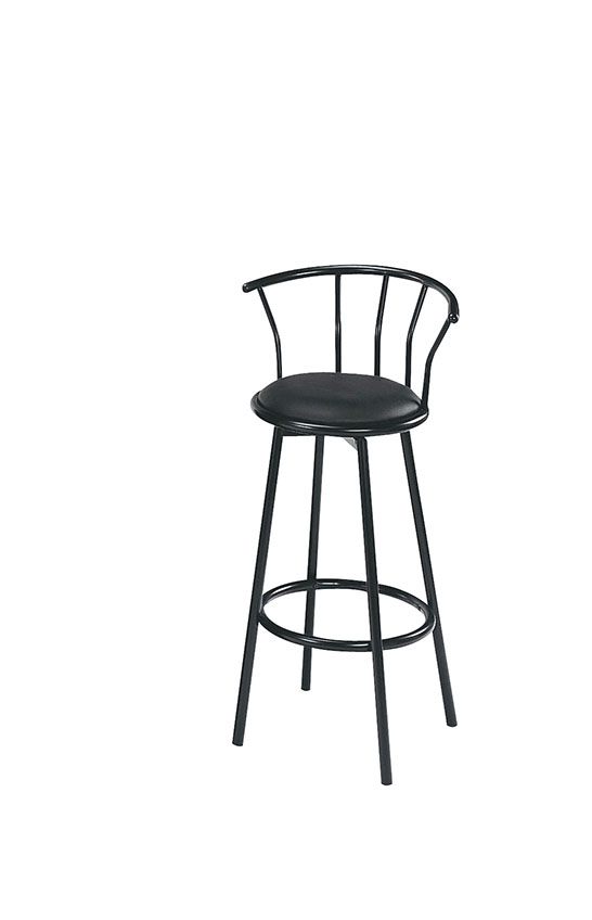 Set of Two Black Faux Leather Swivel Bar Stools