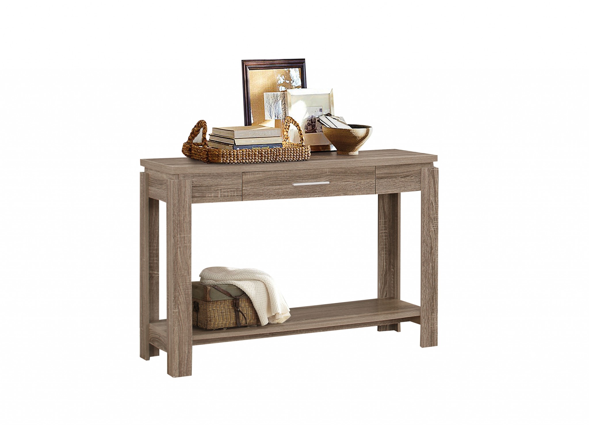 Sofa Table, Dark Taupe - Particle Board w/Paper Ve Dark Taupe