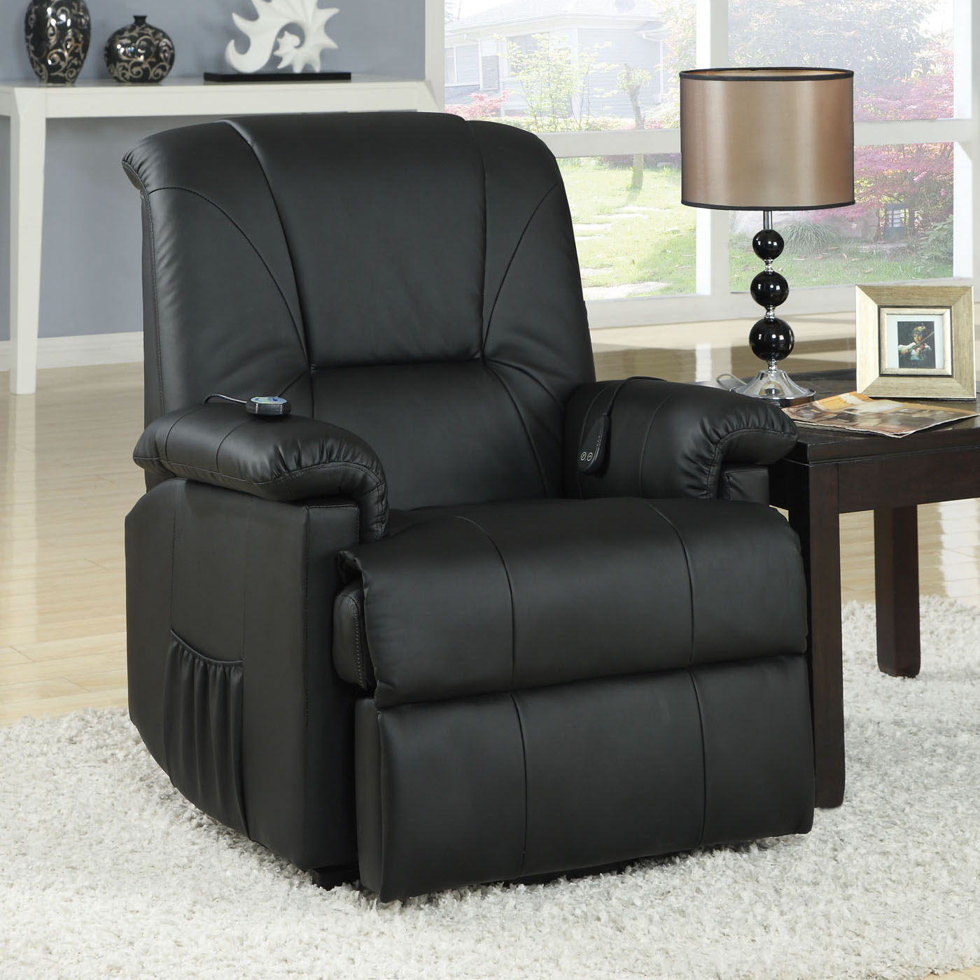 32" X 33" X 40" Black Pu Recliner With Power Lift And Massage