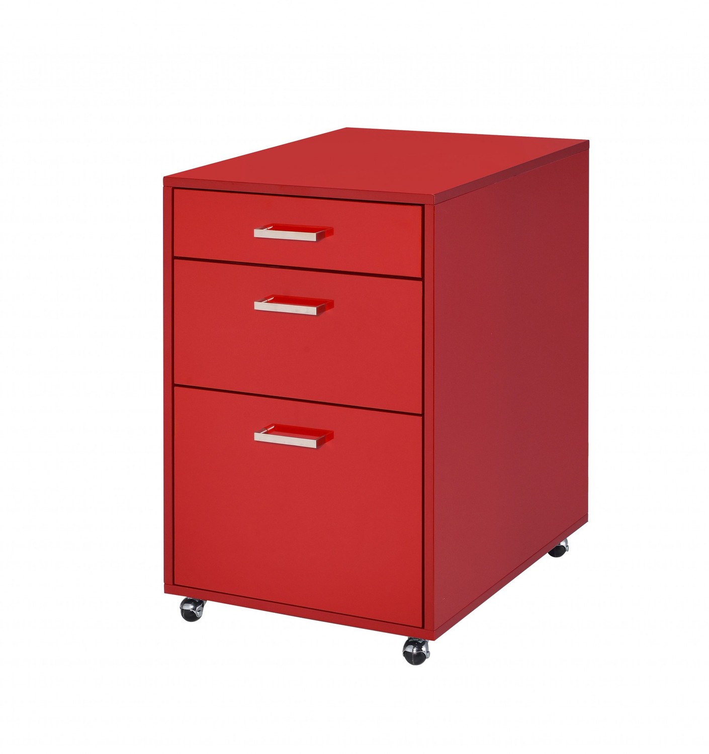File Cabinet in Red High Gloss and Chrome - Metal Tube, MDF, Poly Ven Red High Gloss and Chrome