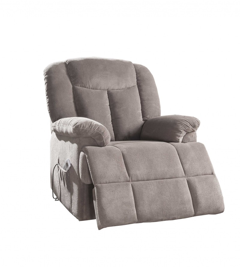34" X 37" X 41" Light Brown Fabric Recliner With Power Lift And Massage