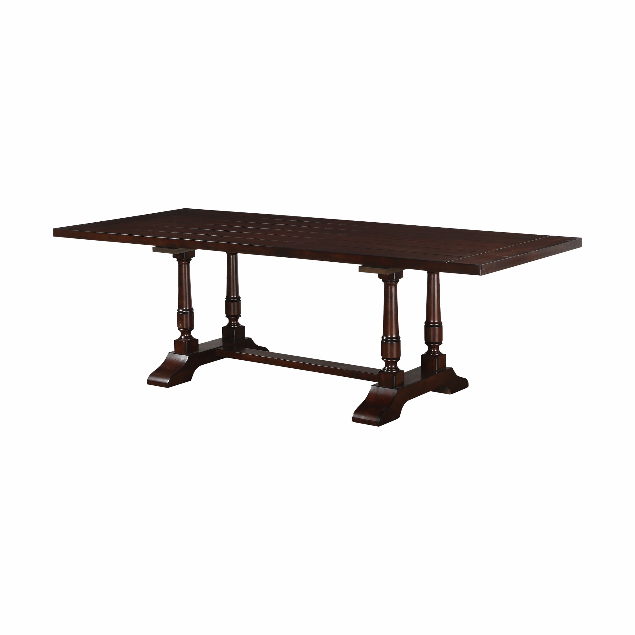40" X 96" X 30" Cherry Wood Dining table. Rectangular Trestle Table with 4 Turned Supports