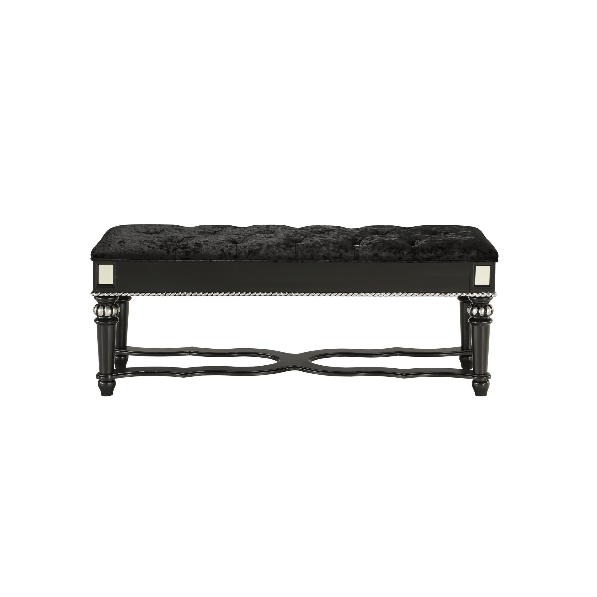 Black Heirloom Appearance Bench with Intricate Carvings