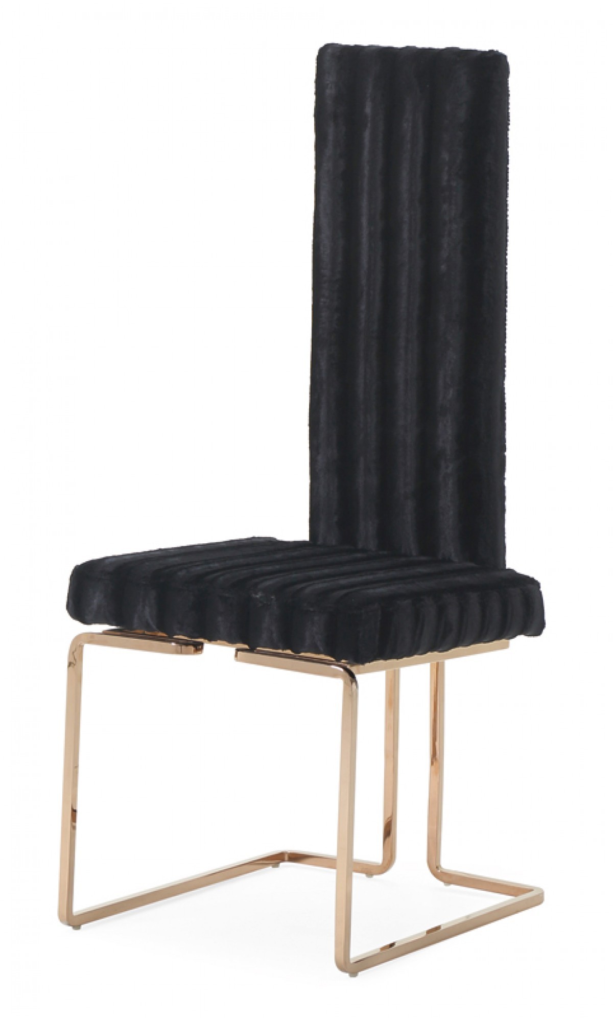 Set of 2 Mod High Back Black and Rose Gold Dining Chairs