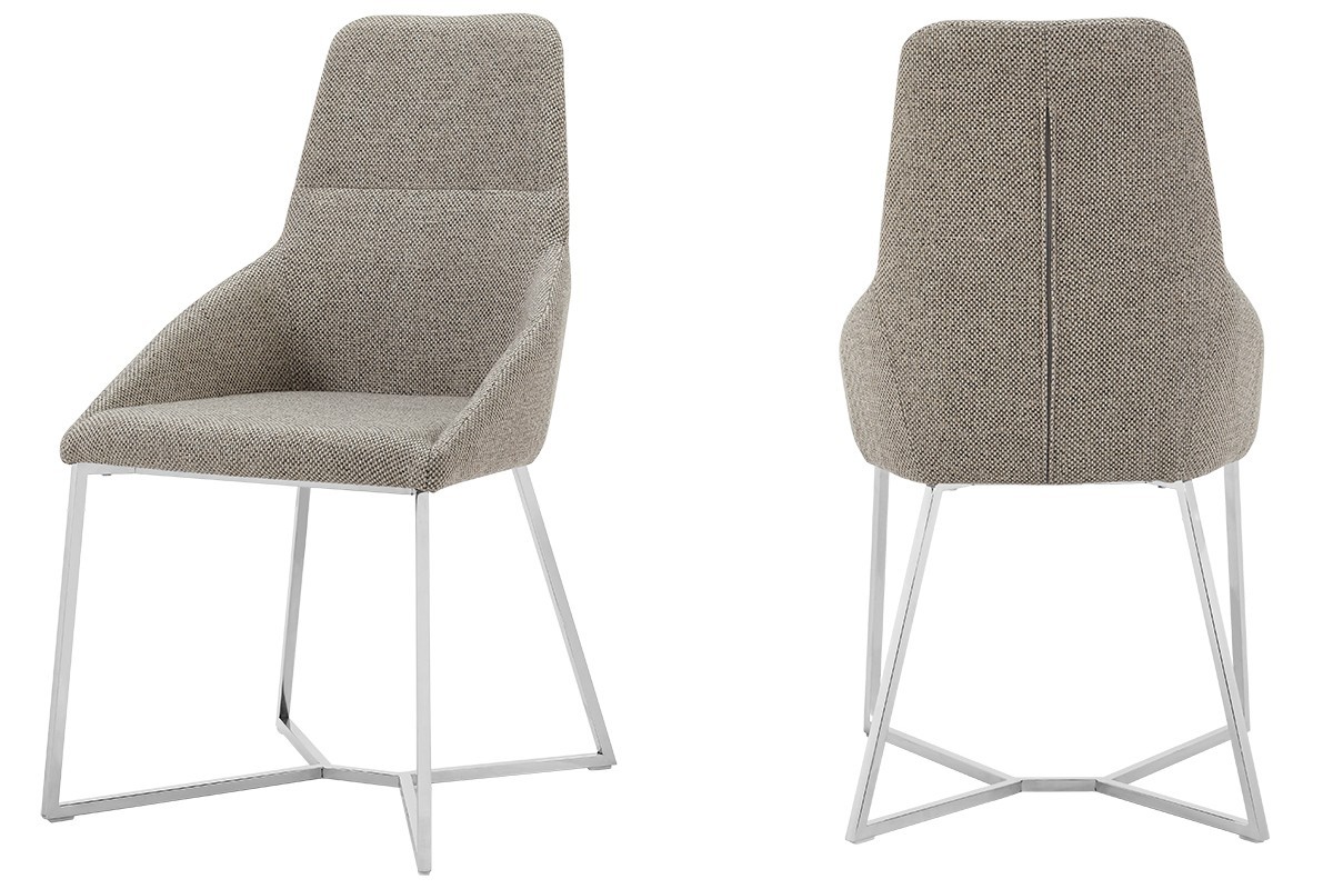 Set of 2 Light Grey and Geo Stainless Steel Dining Chairs
