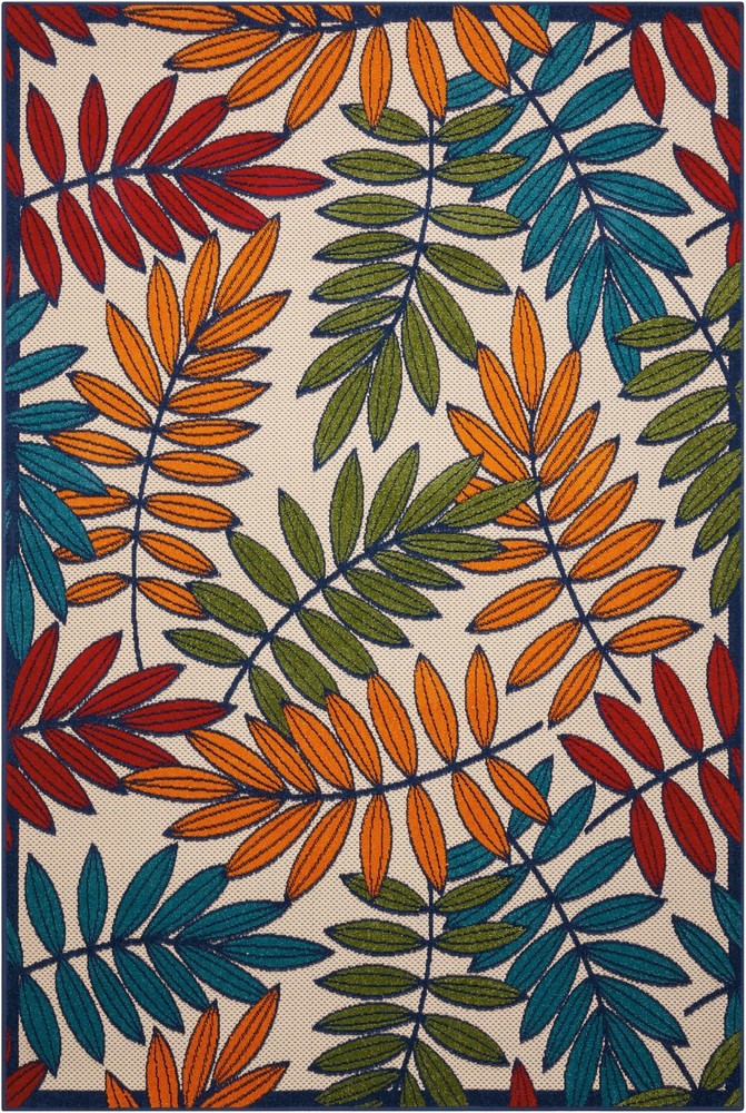 4x 6 Multicolored Leaves Indoor Outdoor Area Rug