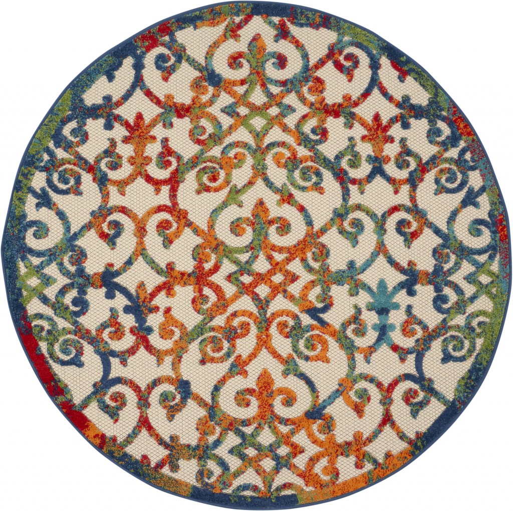 4 Round Rainbow Colored Indoor Outdoor Area Rug