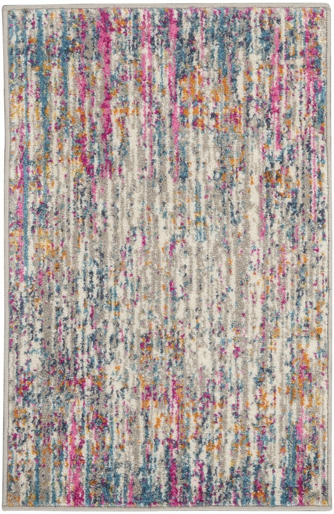 2 x 3 Ivory Abstract Striations Scatter Rug