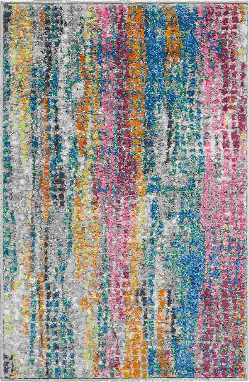 2 x 3 Gray Colorful Abstract Stripes Scatter Rug