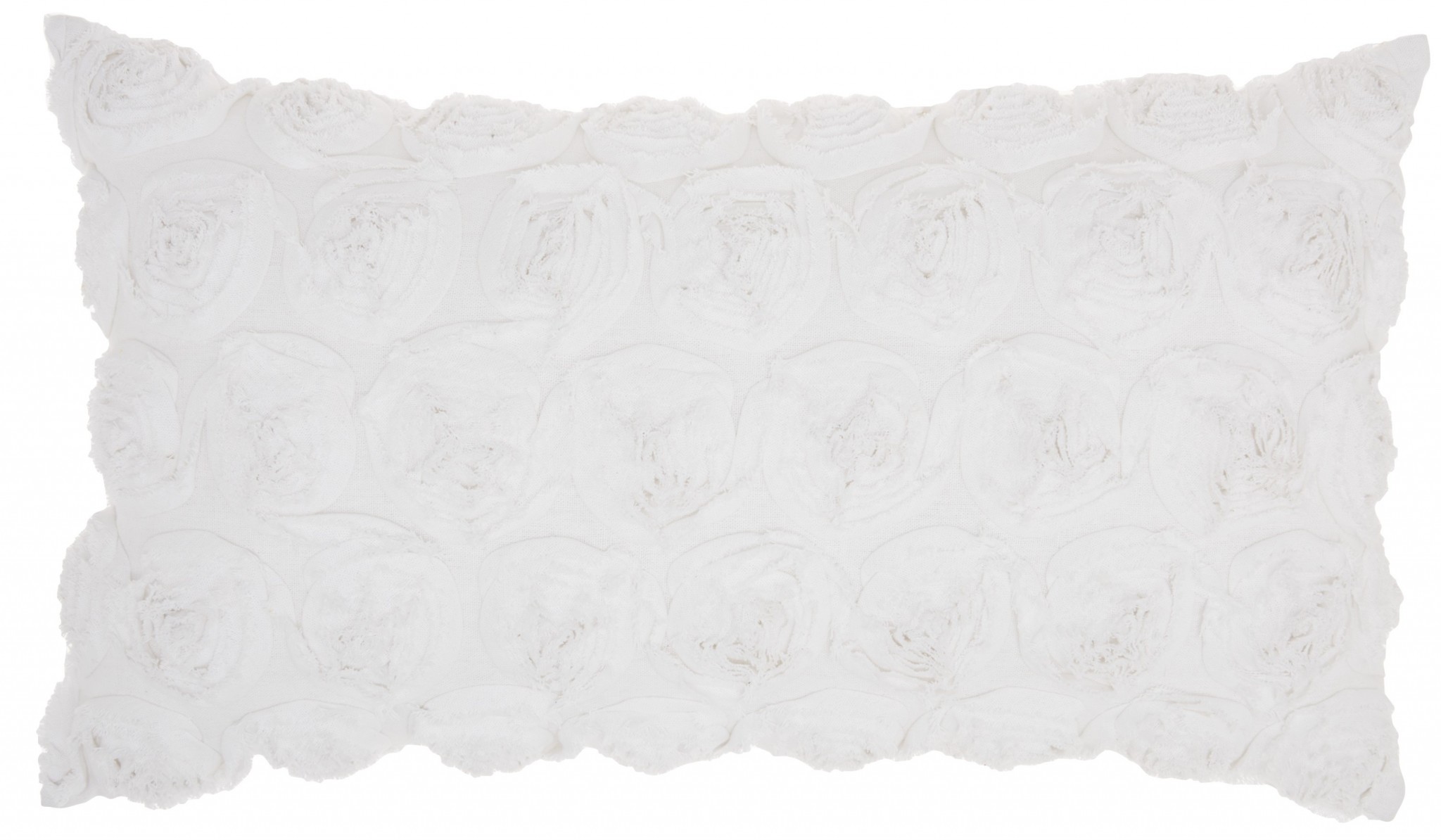 White Embossed Rose Lumbar Pillow