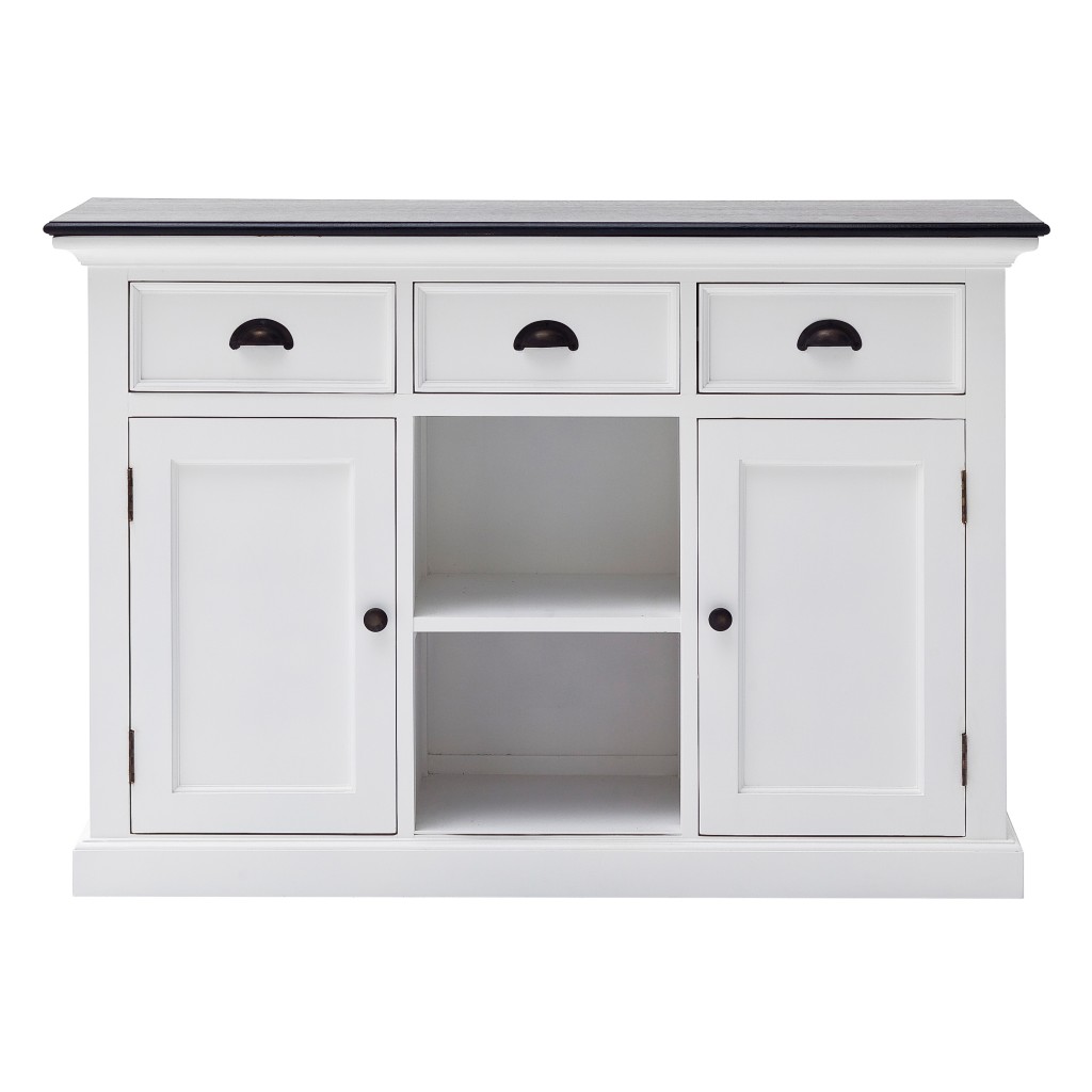 Modern Farmhouse Black and White Large Accent Cabinet