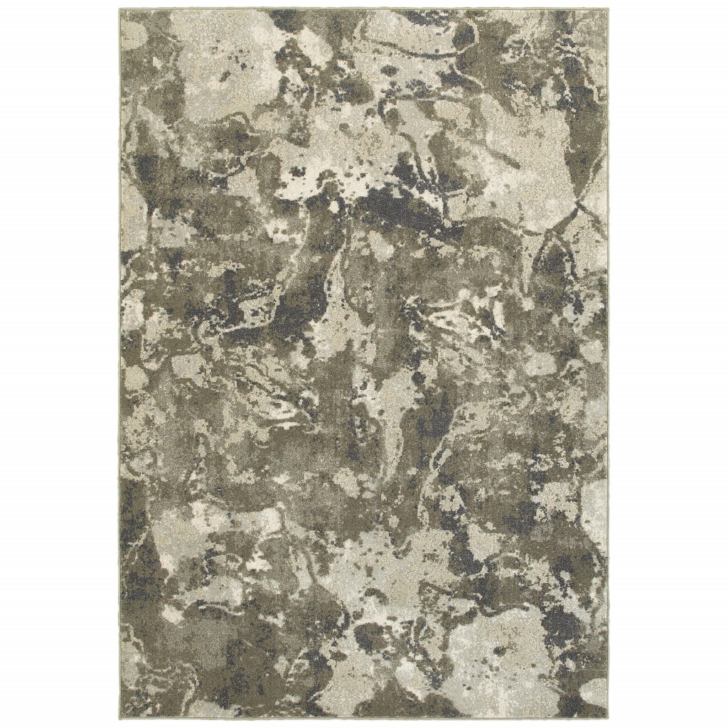 10x13 Gray and Ivory Abstract Spatter Area Rug