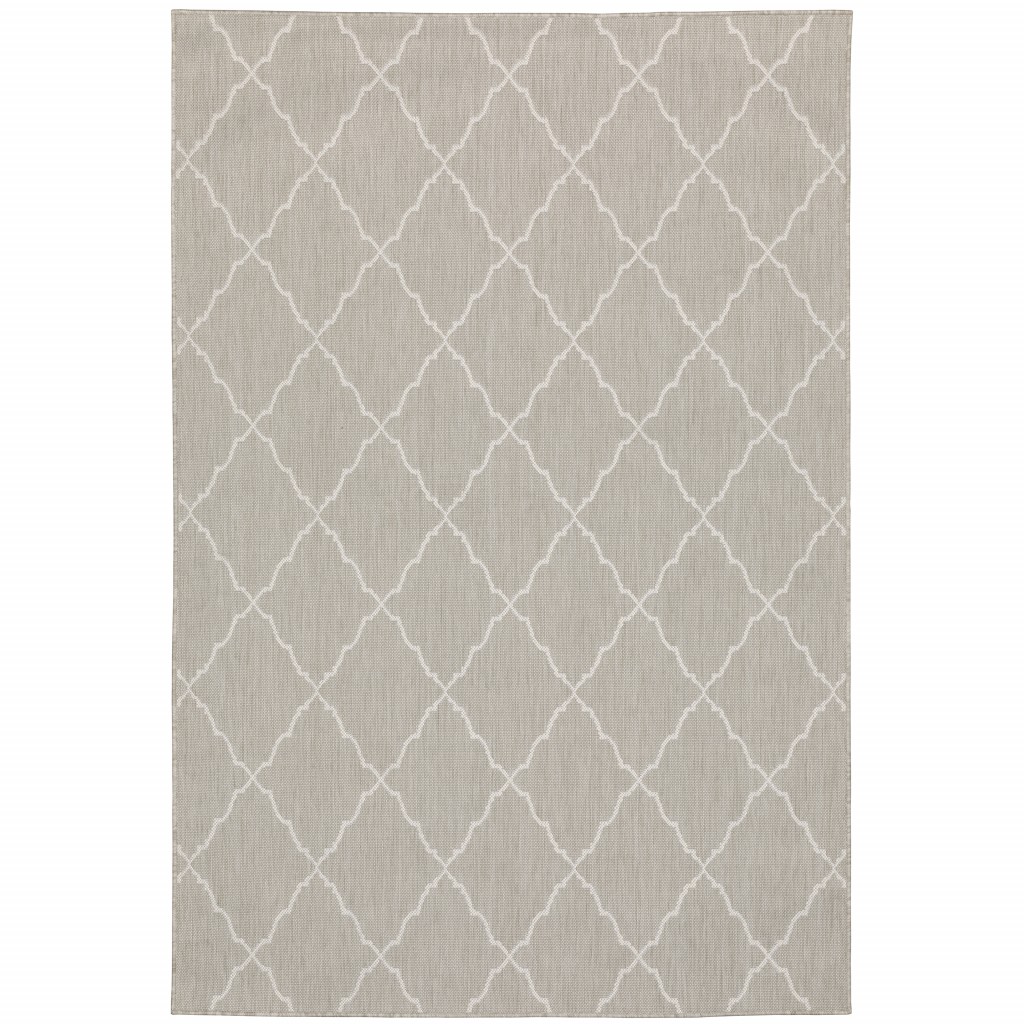 5x7 Gray and Ivory Trellis Indoor Outdoor Area Rug