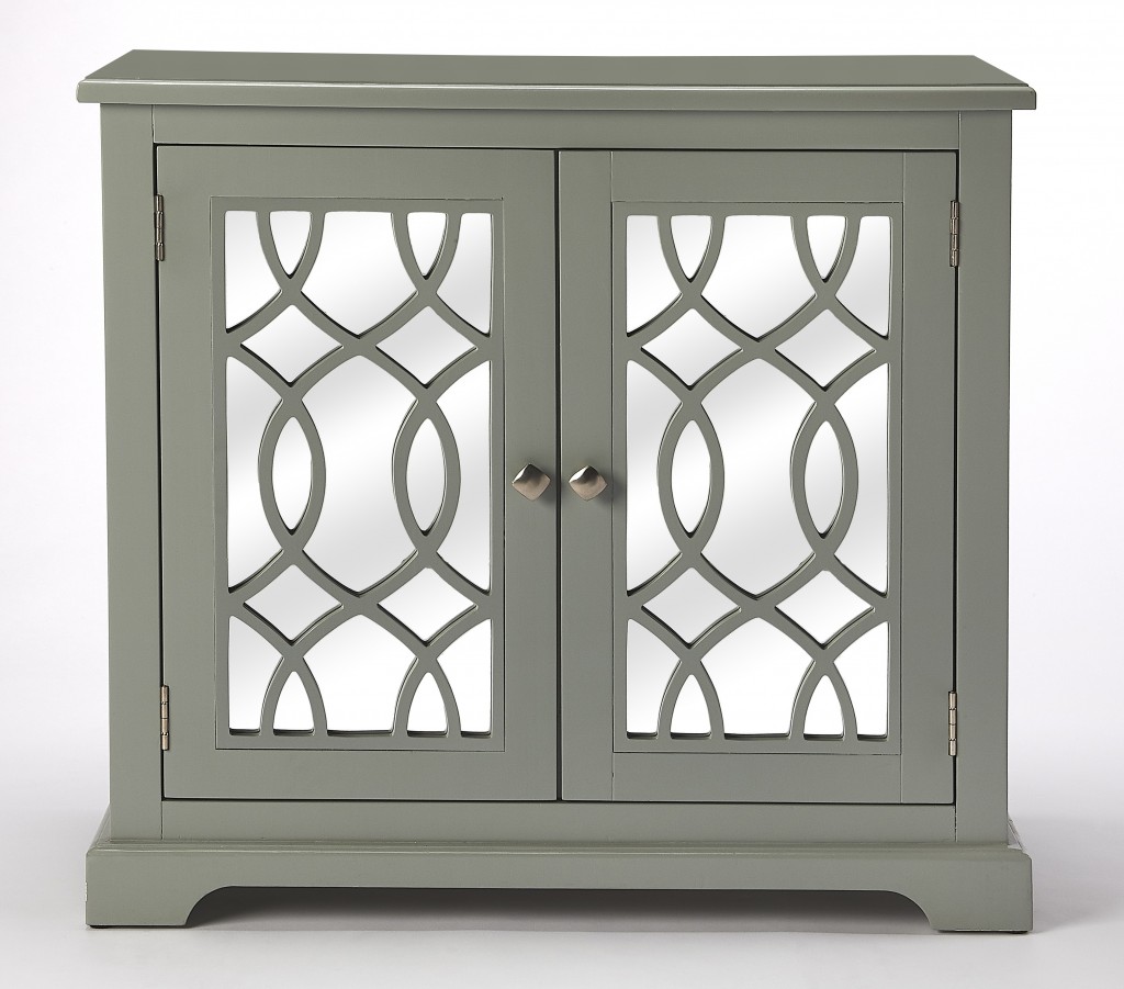 Ellena Gray Mirrored 2 Door Accent Cabinet