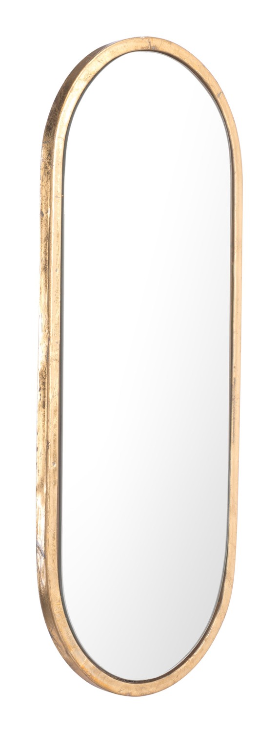 Antiqued Gold Oval Mirror