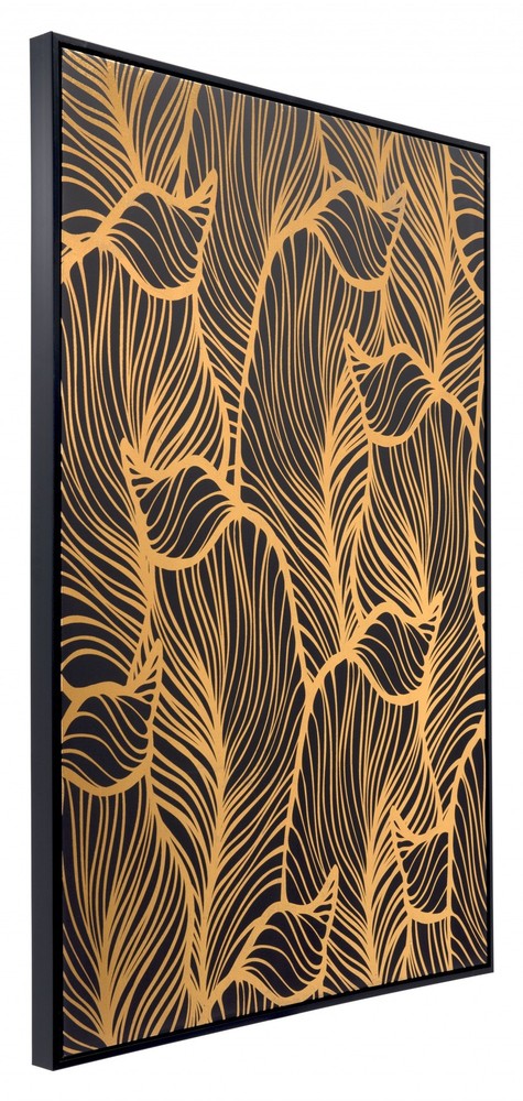 Black and Gold Modern Floral Wall Art