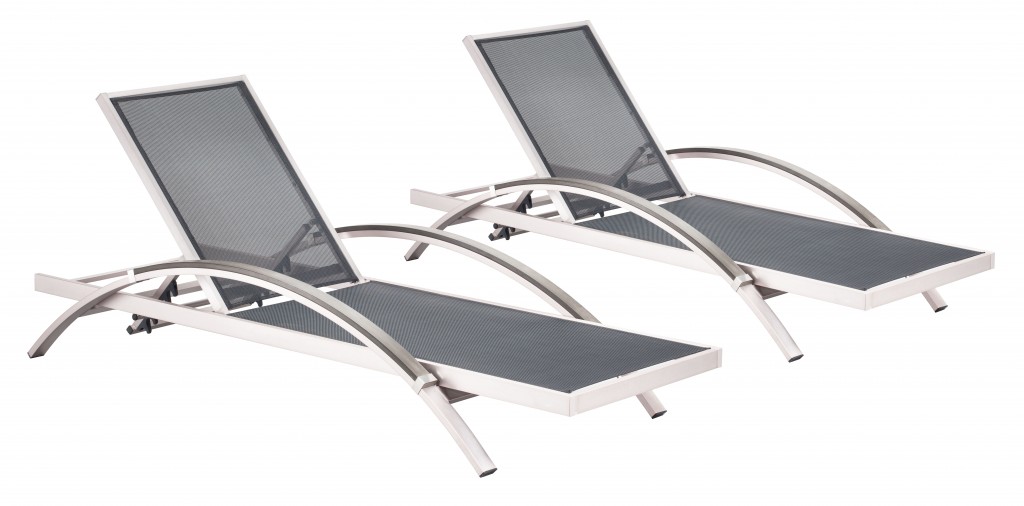 Set of Two Silver Sun Loungers