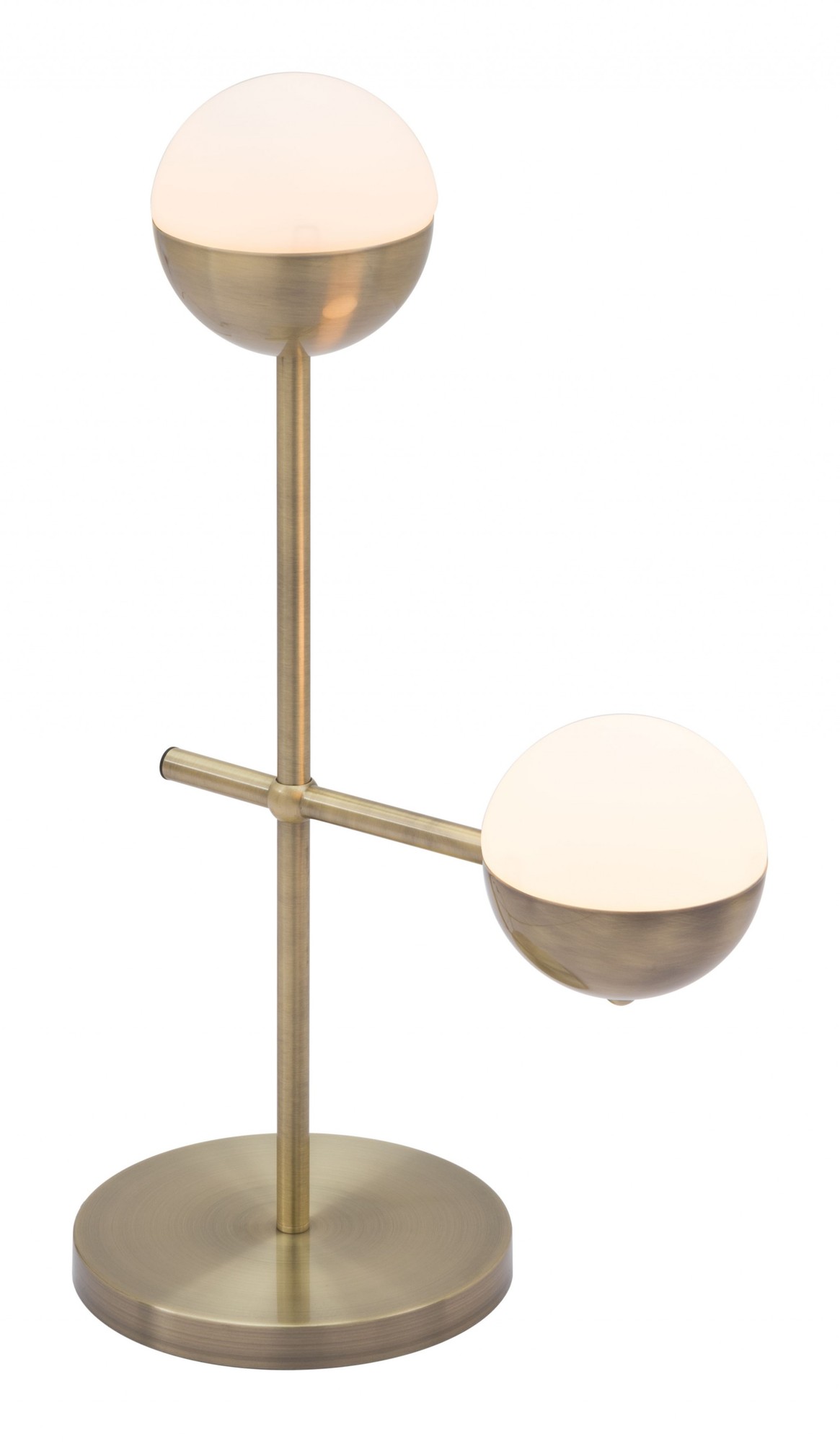 White and Brushed Bronze Crossed Table Lamp