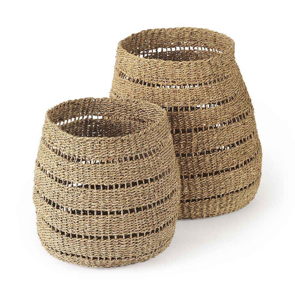 Set of Two Woven Wicker Storage Baskets