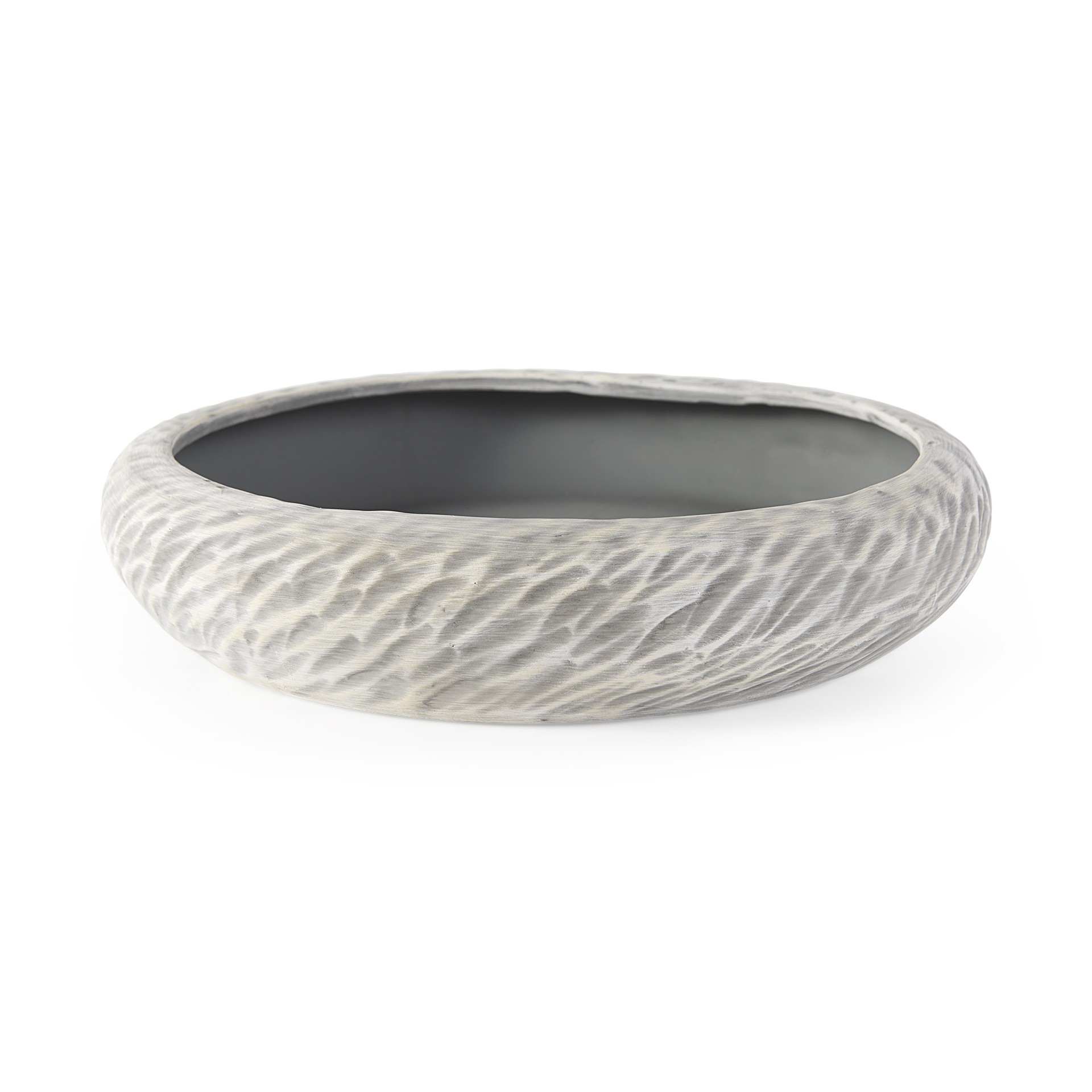 Light Gray Rippled Ceramic Bowl