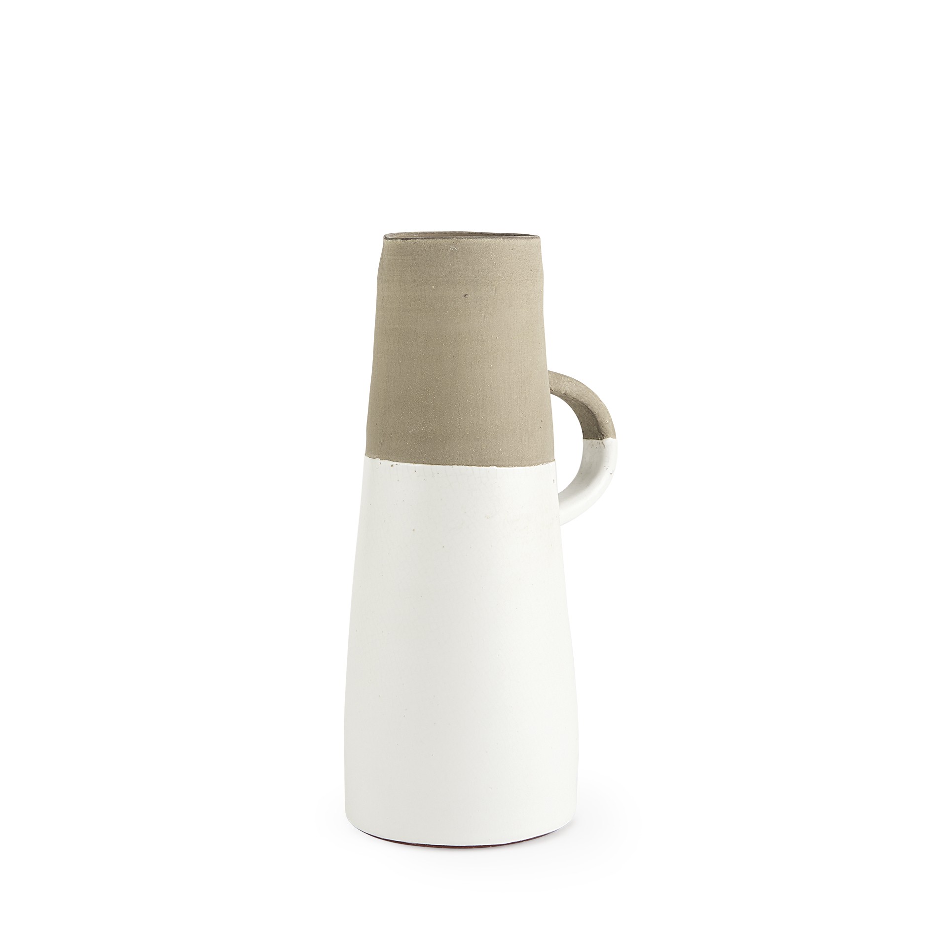 14" Rustic Organic White and Natural Decorative Jug