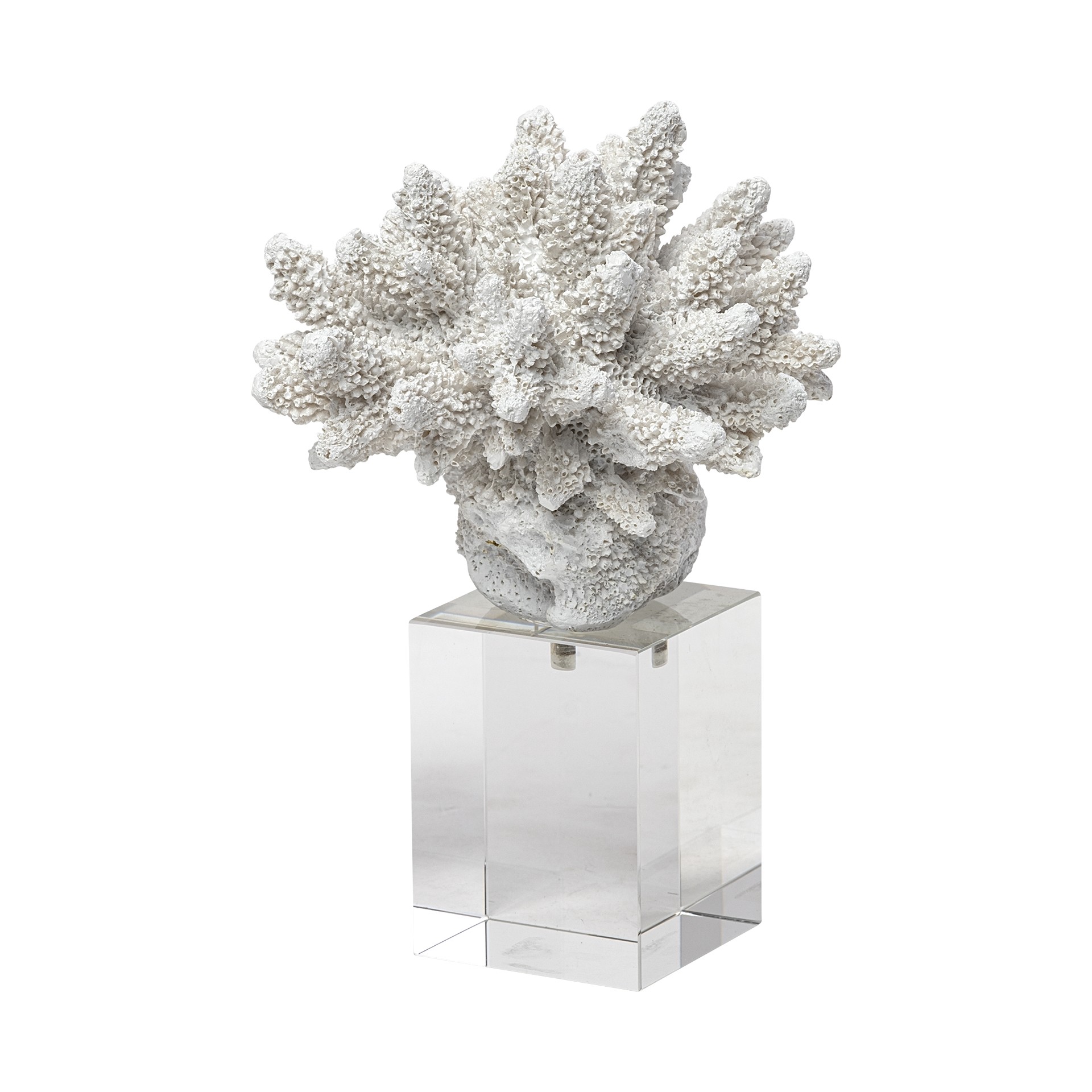 6" White Contempo Coral and Glass Sculpture