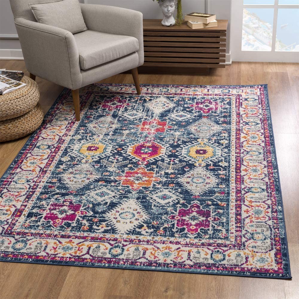 4 x 6 Navy Traditional Decorative Area Rug