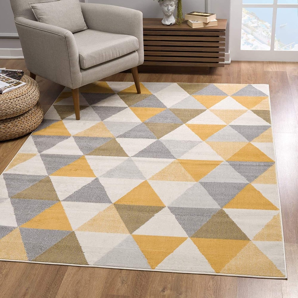 2 x 4 Yellow Triangular Lattice Area Rug