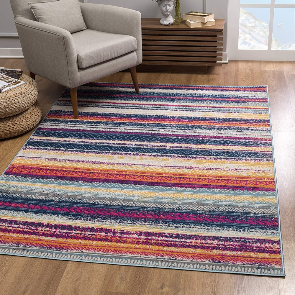 2 x 4 Multicolor Irregular Striped Area Rug