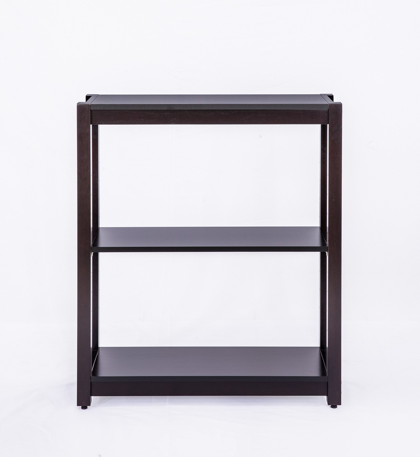 Dark Brown Three Tier Low Bookcase