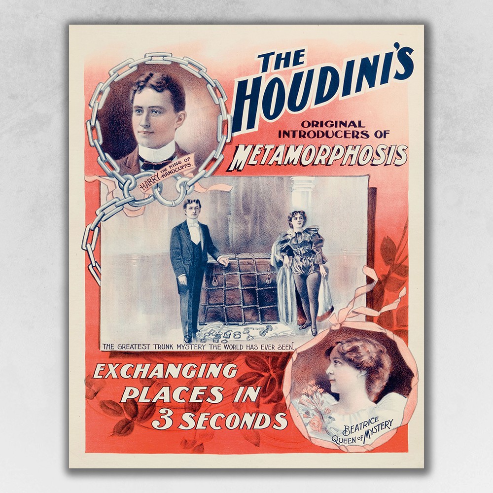 8.5" x 11" The Houdini's Metamorphosis Vintage Magic Poster Wall Art