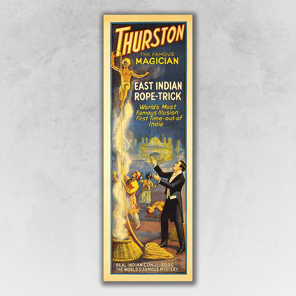 6" x 18" Thurston Rope Trick Vintage Magic Poster Wall Art