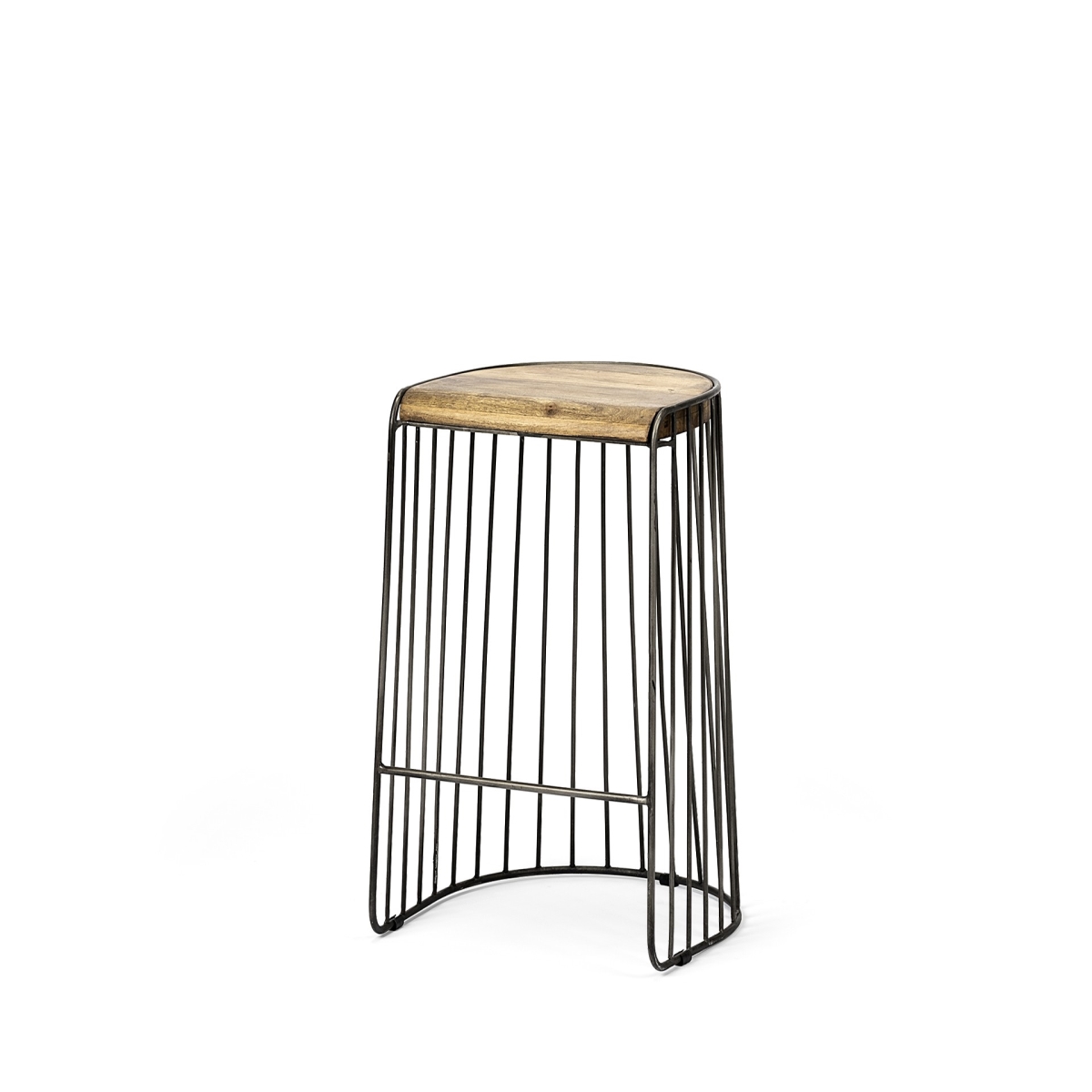 Wood and Metal Wire Design Counter Stool