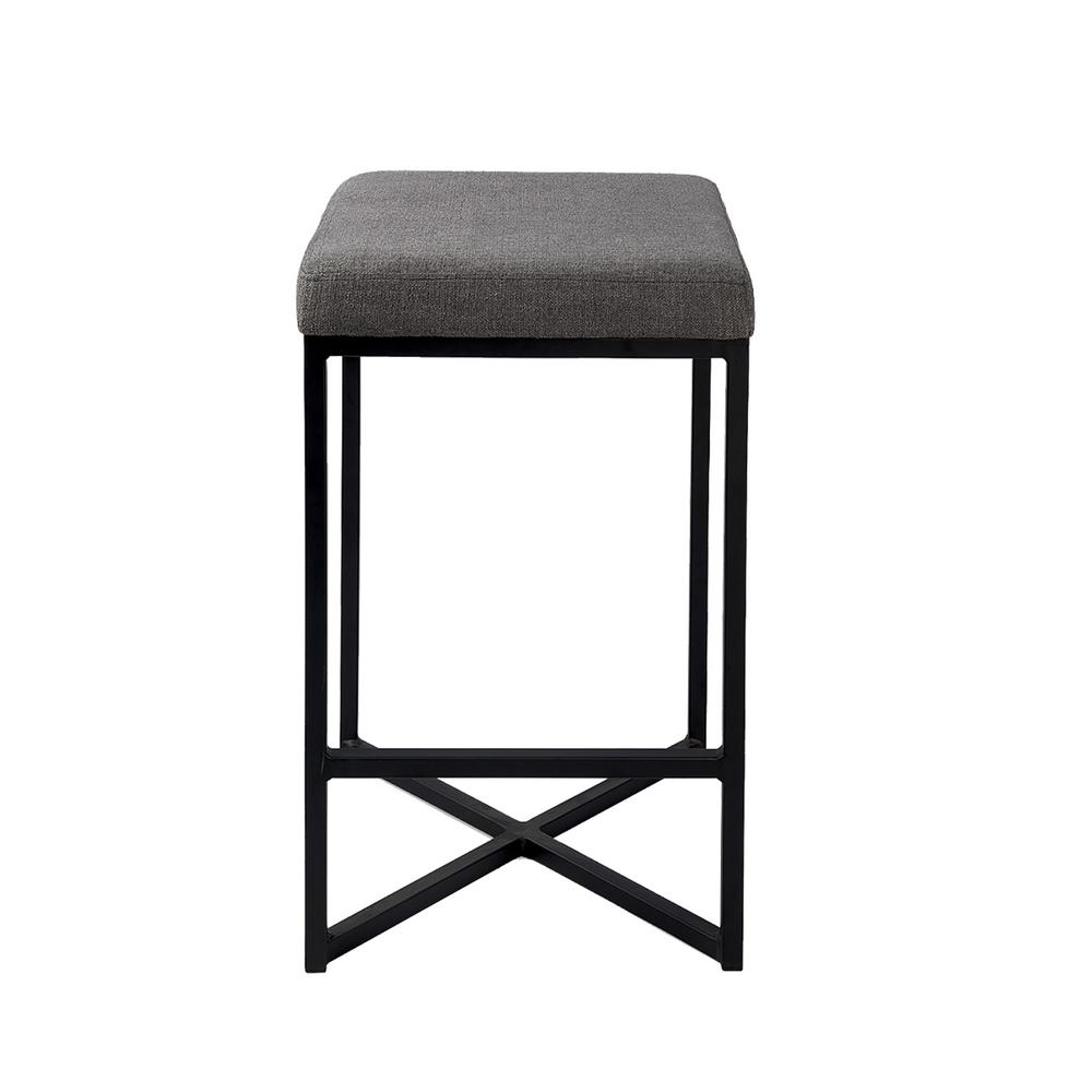 Geo Cube Black Metal and Gray Counter Stool