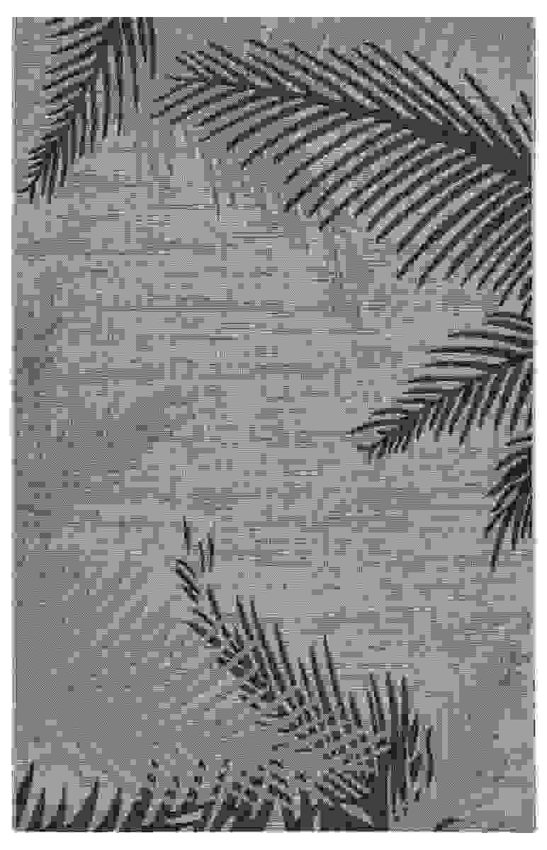 5 x 7 Beige Palm Leaves Indoor Outdoor Area Rug