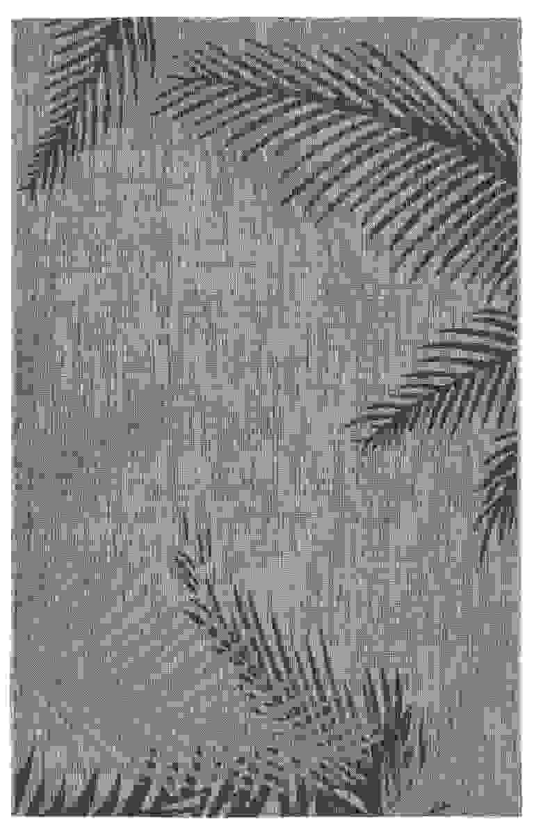 5 x 7 Gray Palm Leaves Indoor Outdoor Area Rug