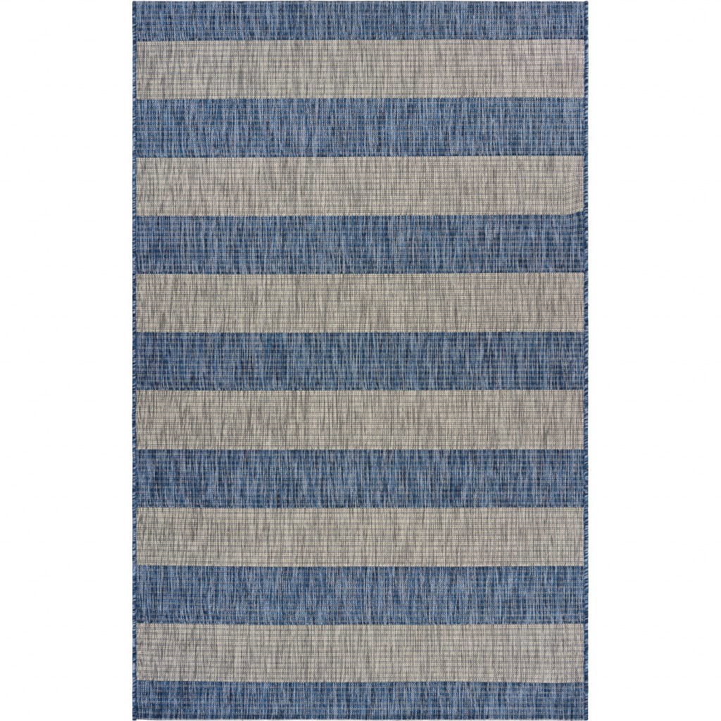 2 x 3 Navy Stripes Indoor Outdoor Scatter Rug