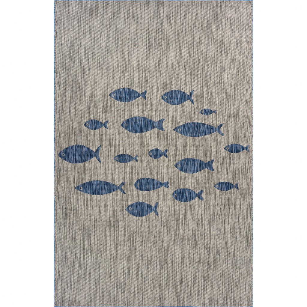 2 x 3 Gray Coastal Indoor Outdoor Scatter Rug