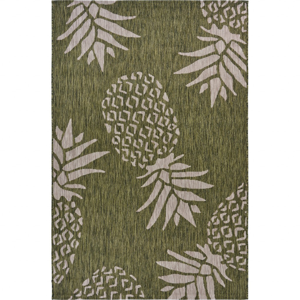 2 x 3 Green Pineapple Indoor Outdoor Scatter Rug