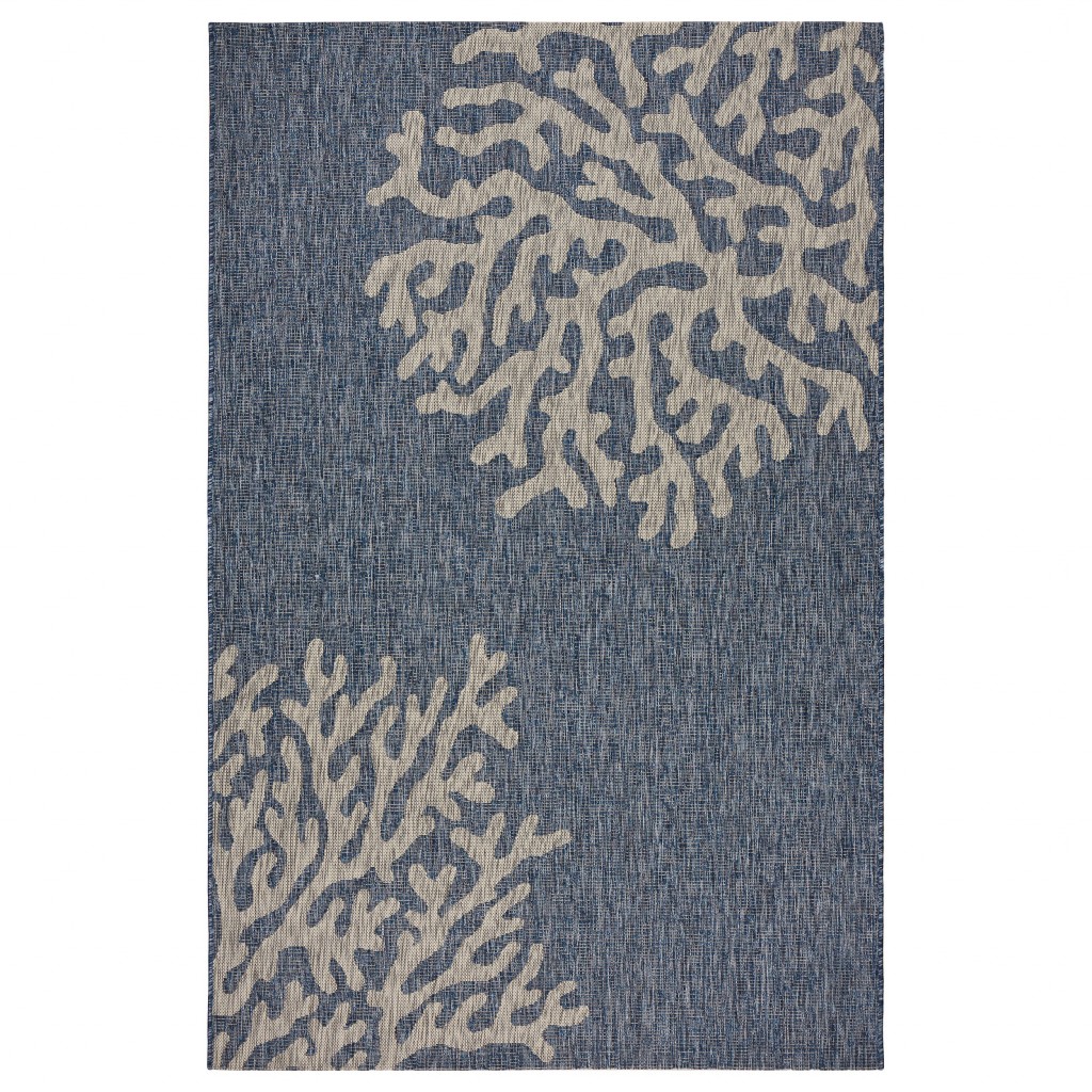 2 x 3 Navy Coral Reef Indoor Outdoor Scatter Rug