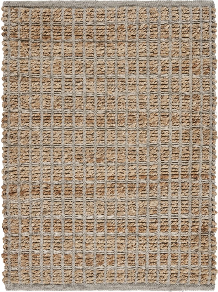 2 x 3 Tan and Gray Detailed Grid Scatter Rug