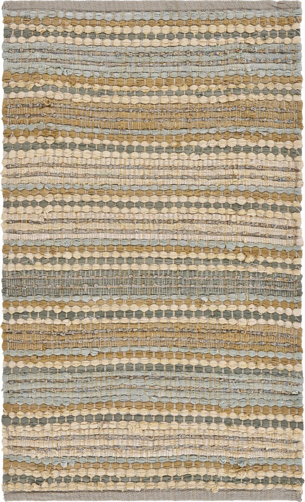 2 x 3 Tan and Gray Accent Striped Scatter Rug