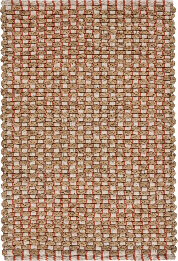 2 x 3 Tan and Red Checkered Scatter Rug