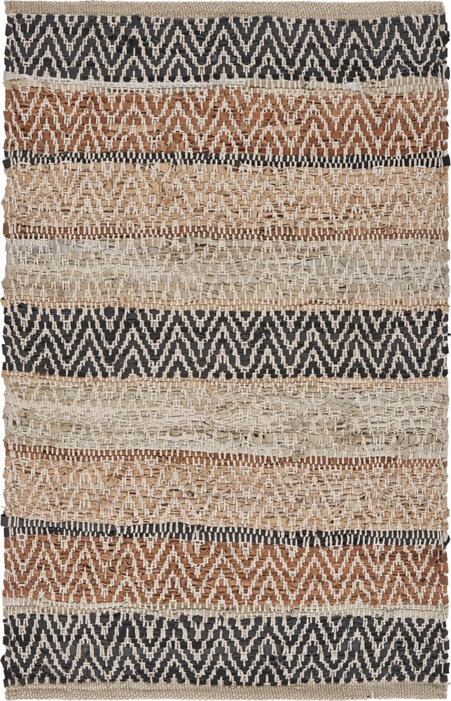 2 x 3 Brown and Black Ornate Striped Scatter Rug