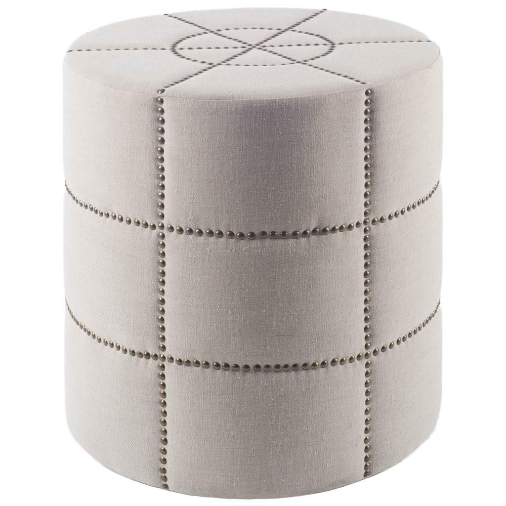 Cream Ottoman with Metal Detailing