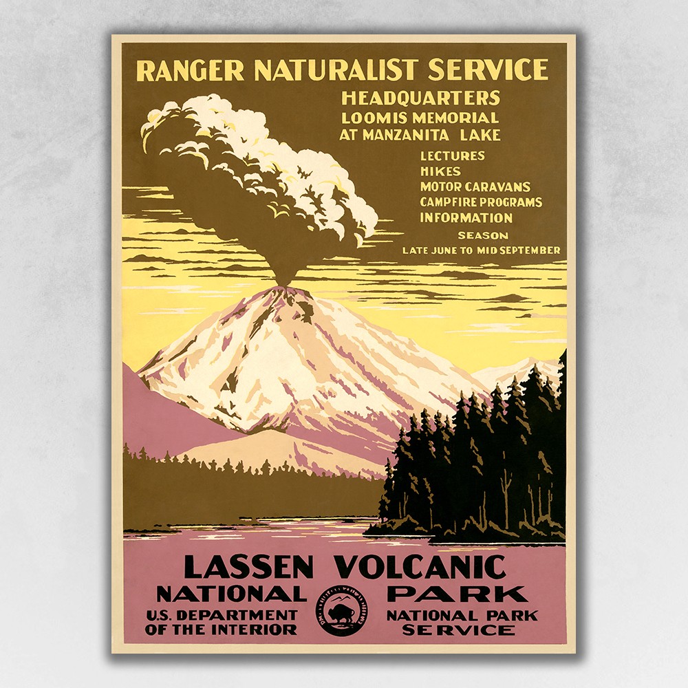 11" x 14" Lassen Volcanic National Park Vintage Travel Poster Wall Art