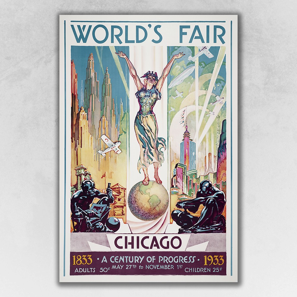 9" x 12" Vintage 1933 Chicago Worlds Fair Wall Art