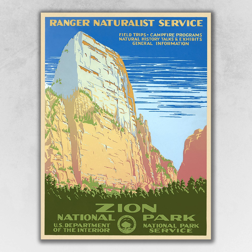 8.5" x 11" Zion National Park c1938 Vintage Travel Poster Wall Art