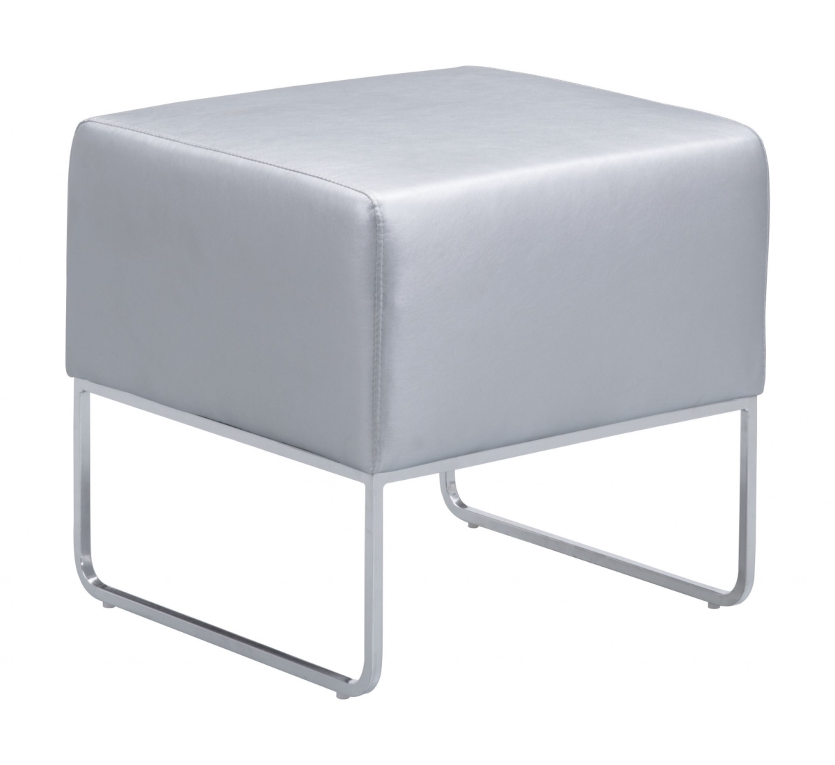 Plush Ottoman Silver