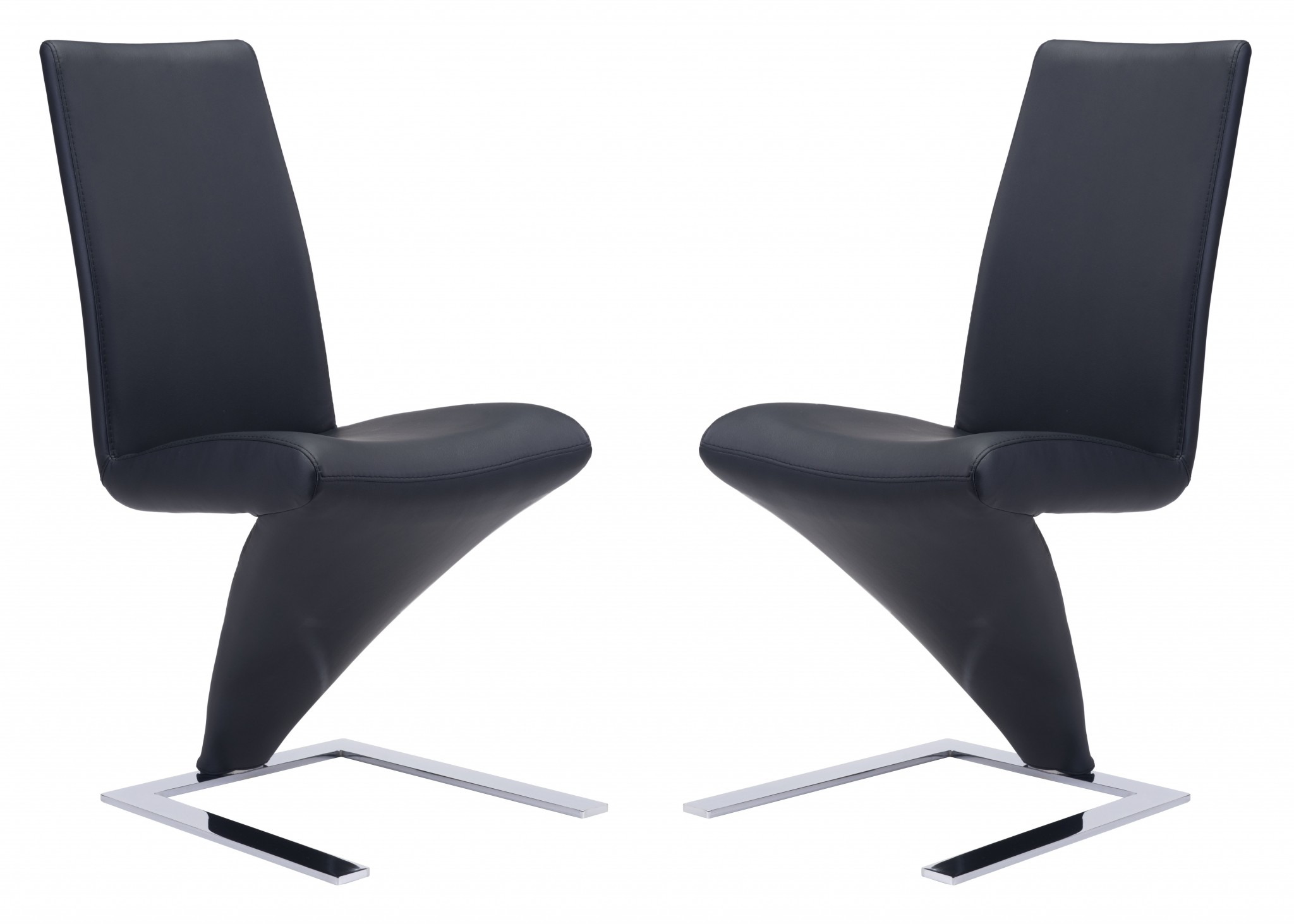 Set of Two Modern Black Dining Chairs